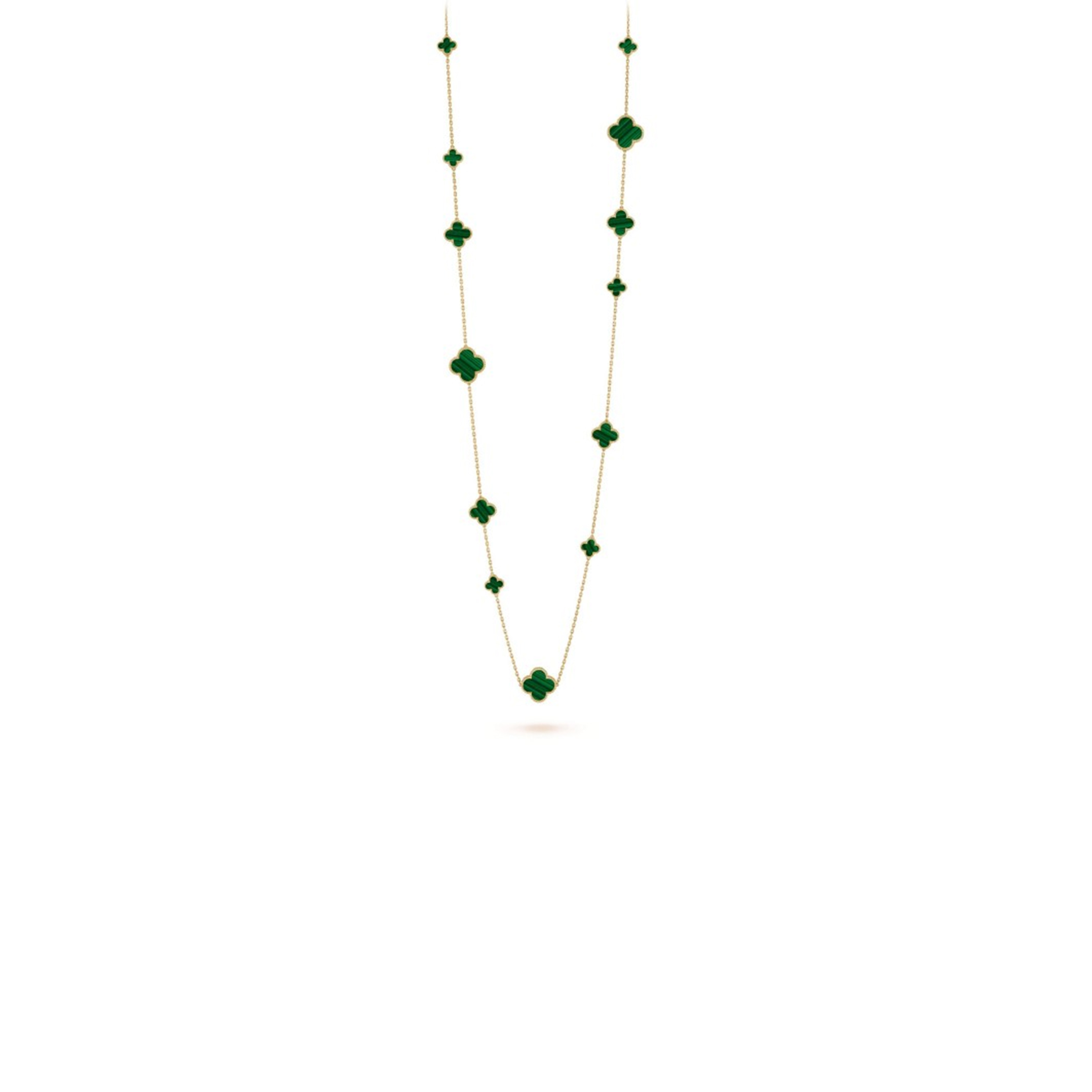 VAN CLEEF ARPELS MAGIC ALHAMBRA LONG NECKLACE, 16 MOTIFS - YELLOW GOLD, MALACHITE  VCARO2AF00